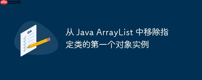 从 Java ArrayList 中移除指定类的第一个对象实例