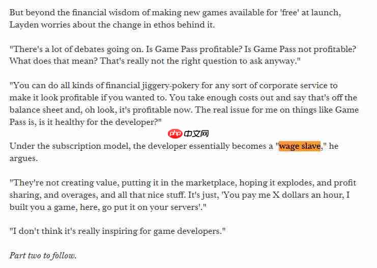 前PS高管痛批Game Pass：让开发商变成工资奴隶
