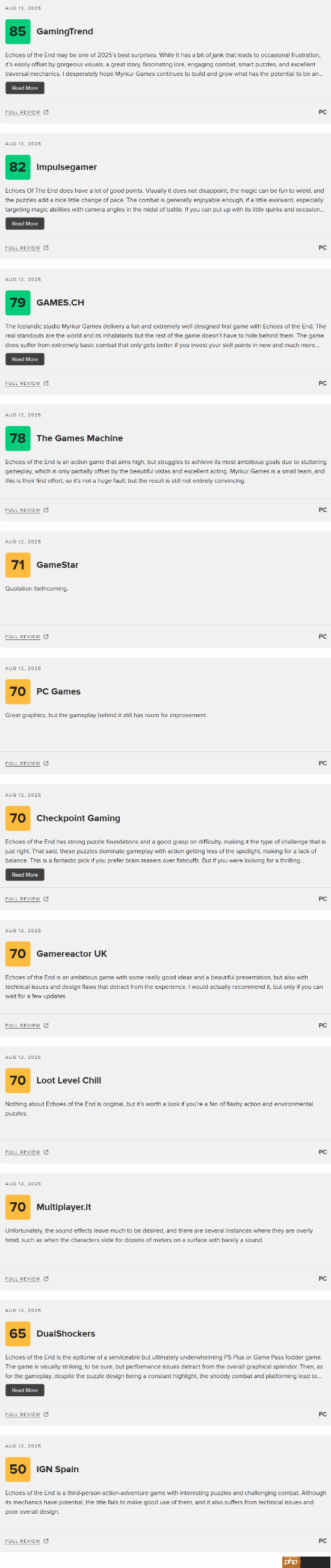 缝合《战神》的新游《Echoes of the End》M站均分72！IGN西班牙仅给5分