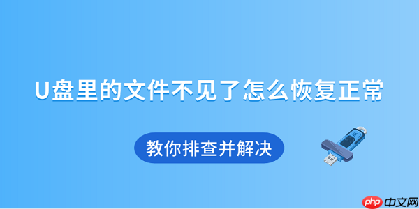 U盘里的文件不见了怎么恢复正常 教你排查并解决