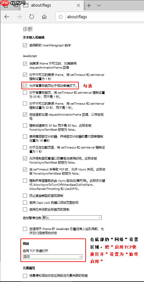 win10系统开启Edge浏览器隐藏的“诊断”设置项，让速度更快
