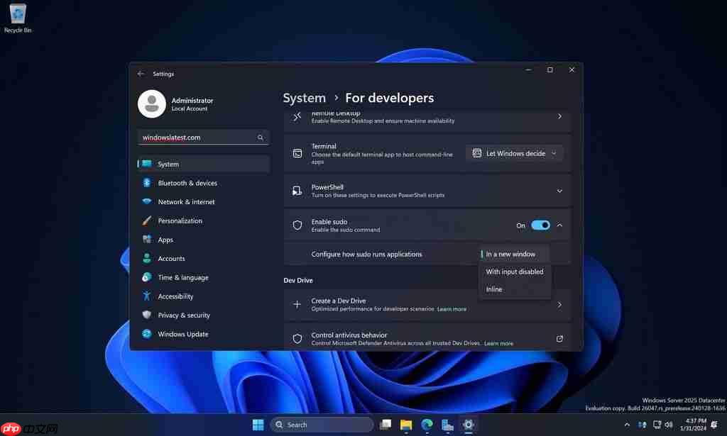 界面前瞻：微软 Win11 将原生支持 sudo 命令