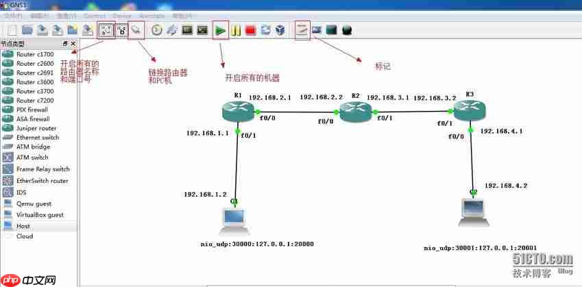 用GNS3 配置静态路由