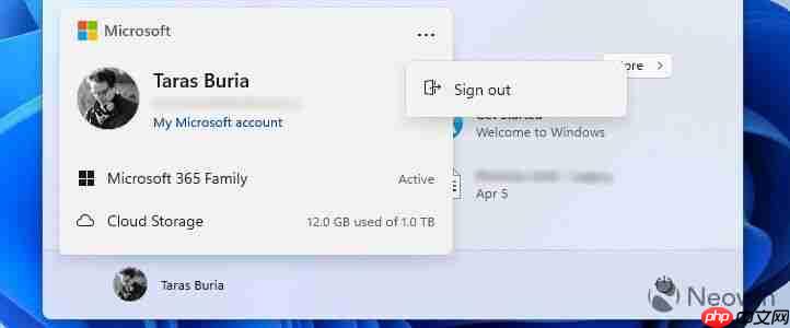 微软Win11 Beta 预览版“注销”按钮被隐藏：需打开 Microsoft 36