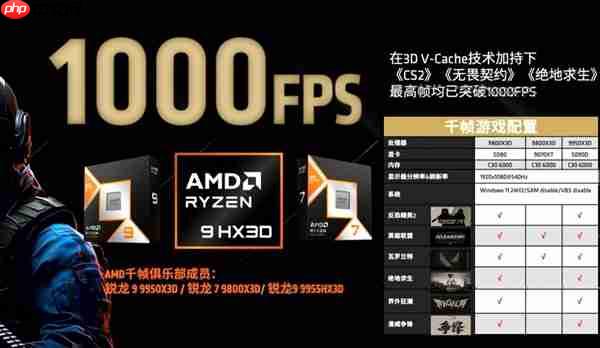 千帧电竞！amd：9000x3d可在多款游戏实现1000fps