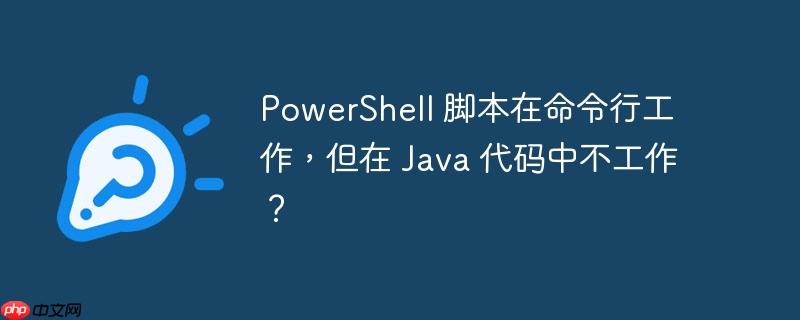 PowerShell 脚本在命令行工作，但在 Java 代码中不工作？