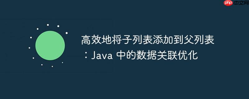 高效地将子列表添加到父列表：Java 中的数据关联优化