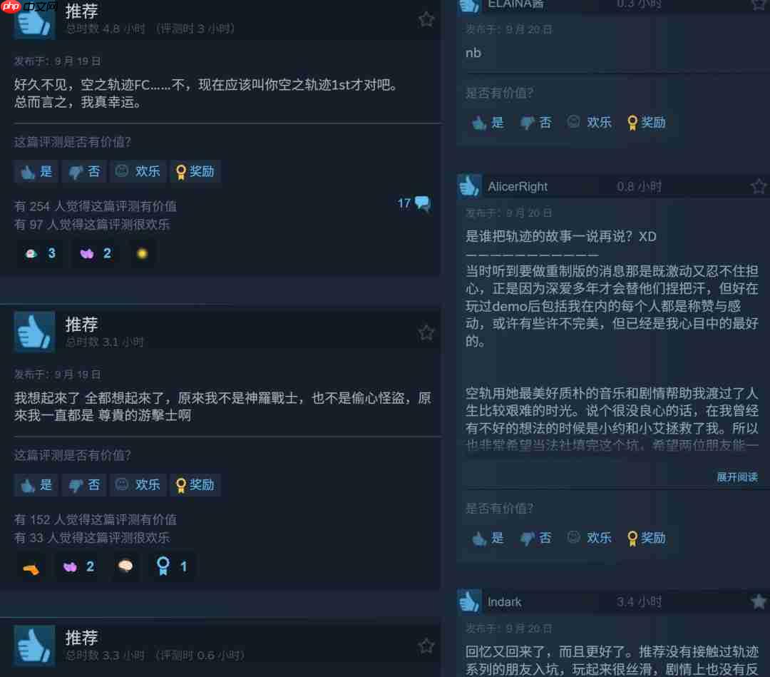 《空之轨迹 the 1st》Steam特别好评 好评率96%