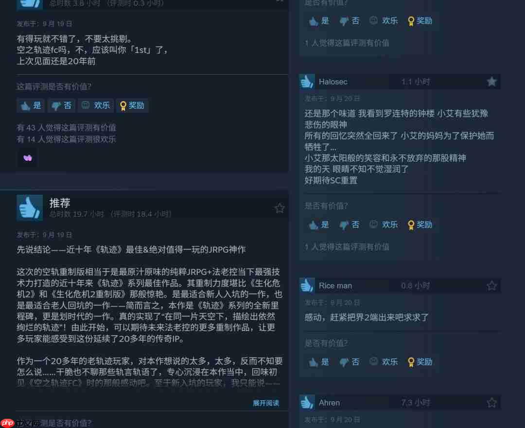 《空之轨迹 the 1st》Steam特别好评 好评率96%