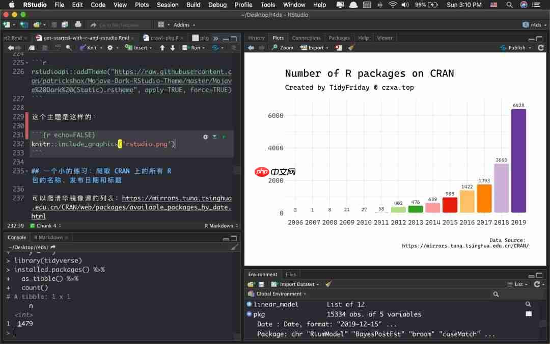 R 和 RStudio 的安装及 R Profile 的配置 & 爬取 CRAN 上的所有 R 包的名称、发布日期和标题