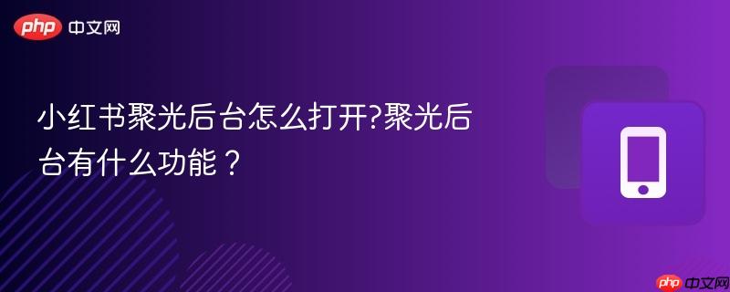 小红书聚光后台怎么打开?聚光后台有什么功能？
