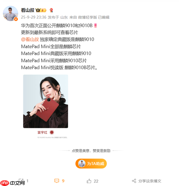 华为首次公开！MatePad Mini全系麒麟芯片：典藏版确认麒麟9010