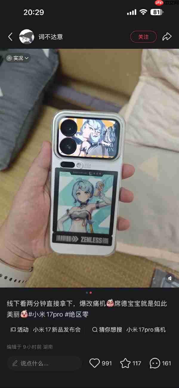 小米17 Pro背屏做痛机爆火 网友：二次元痛机才是最大卖点