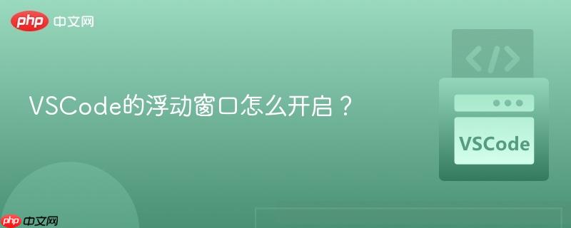 VSCode的浮动窗口怎么开启？