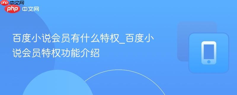 百度小说会员有什么特权_百度小说会员特权功能介绍