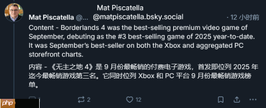 《无主之地4》创系列最佳首月销售记录！还是9月畅销王