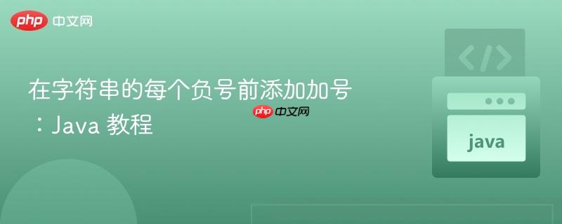 在字符串的每个负号前添加加号：Java 教程