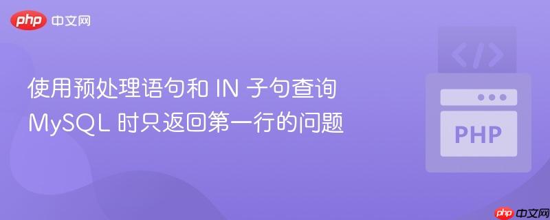 使用预处理语句和 in 子句查询 mysql 时只返回第一行的问题