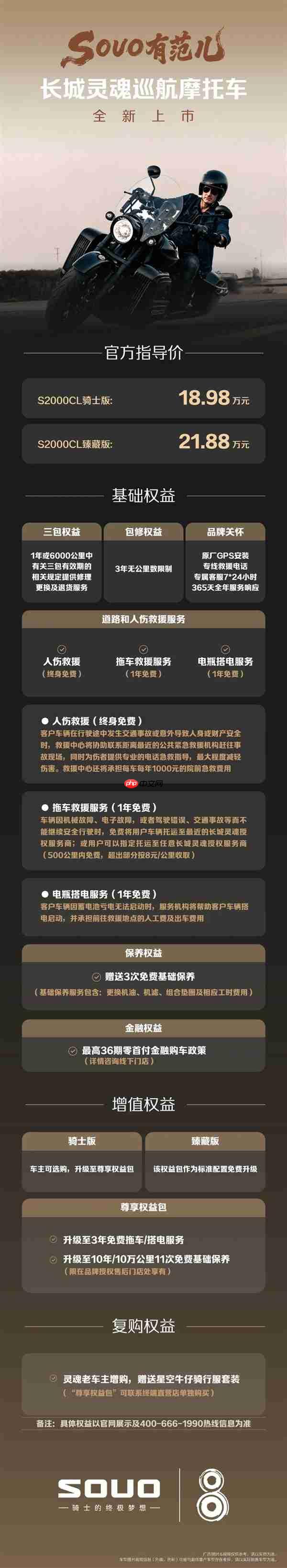 18.98万起、配水平对置8缸机！长城灵魂巡航摩托车S2000C上市
