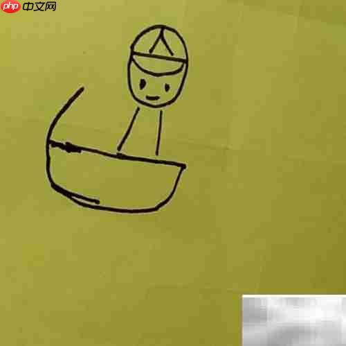 小男孩骑木马简笔画