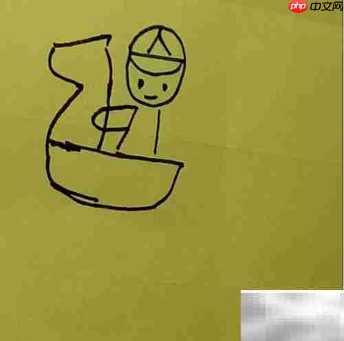 小男孩骑木马简笔画