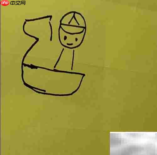 小男孩骑木马简笔画