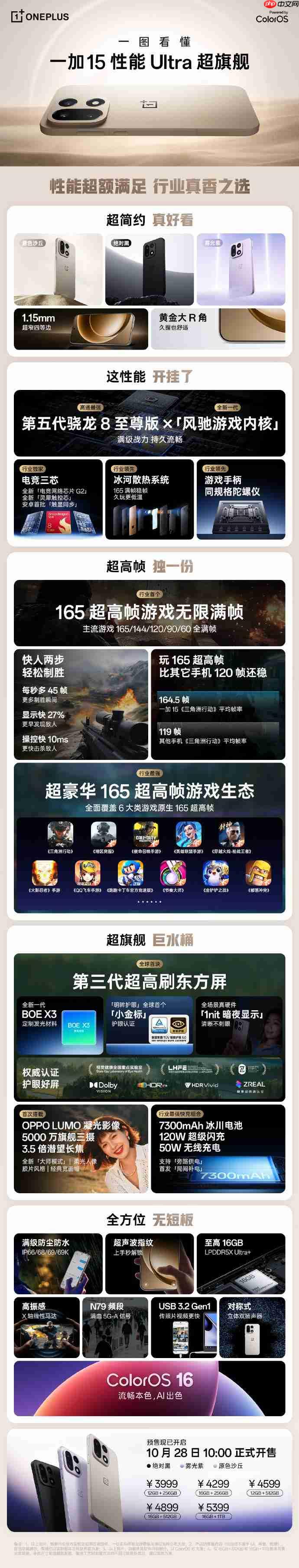  一加 15 手机正式开售：搭载骁龙 8 至尊版与 165Hz 高刷屏 续航充电再升级 