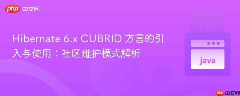 Hibernate 6.x CUBRID 方言的引入与使用：社区维护模式解析