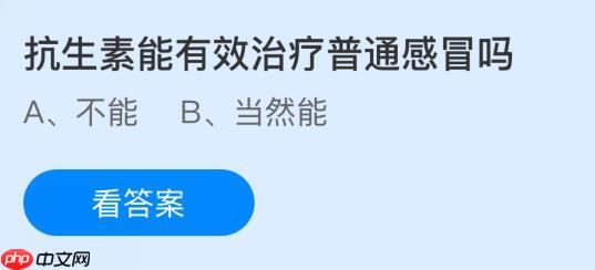 抗生素能有效治疗普通感冒吗？蚂蚁庄园课堂今天答案最新11月4日