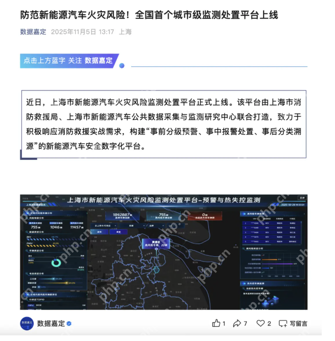 为新能源汽车安全护航：全国首个火灾风险监测处置平台在上海上线