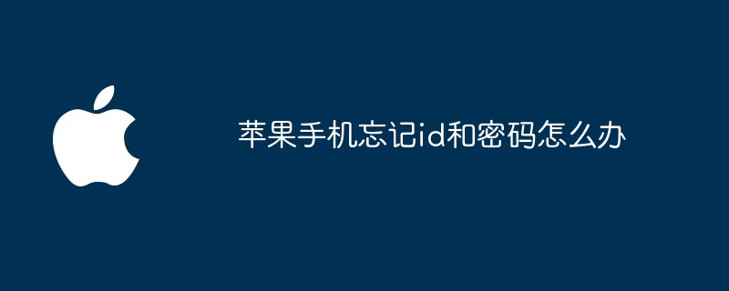 苹果手机忘记id和密码怎么办