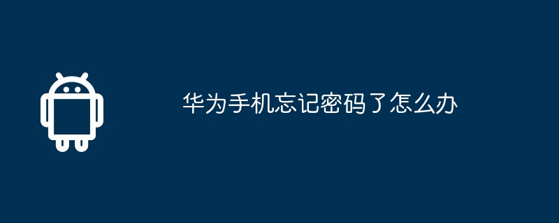 华为手机忘记密码了怎么办