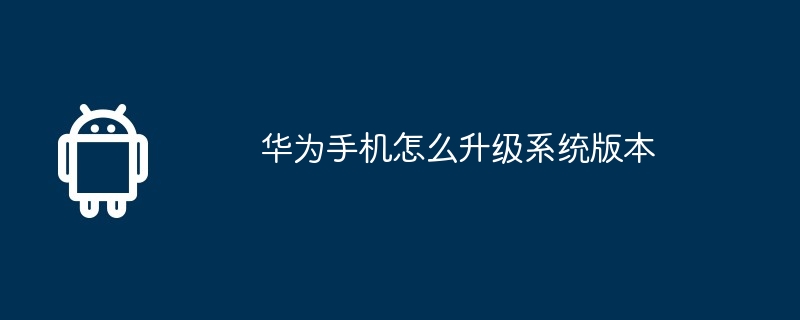 华为手机怎么升级系统版本