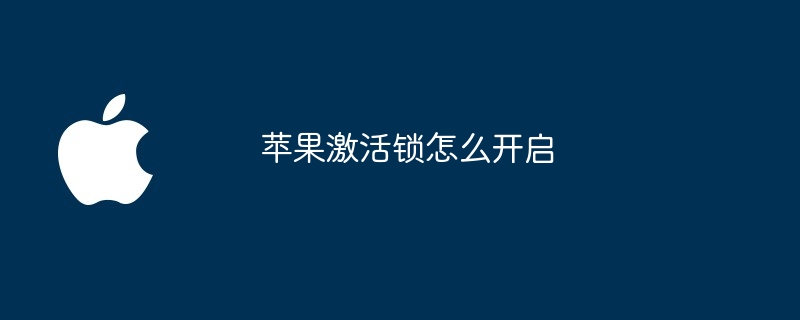 苹果激活锁怎么开启