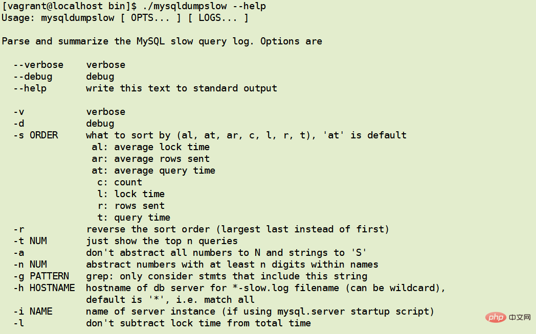 mysqldumpslow的帮助信息