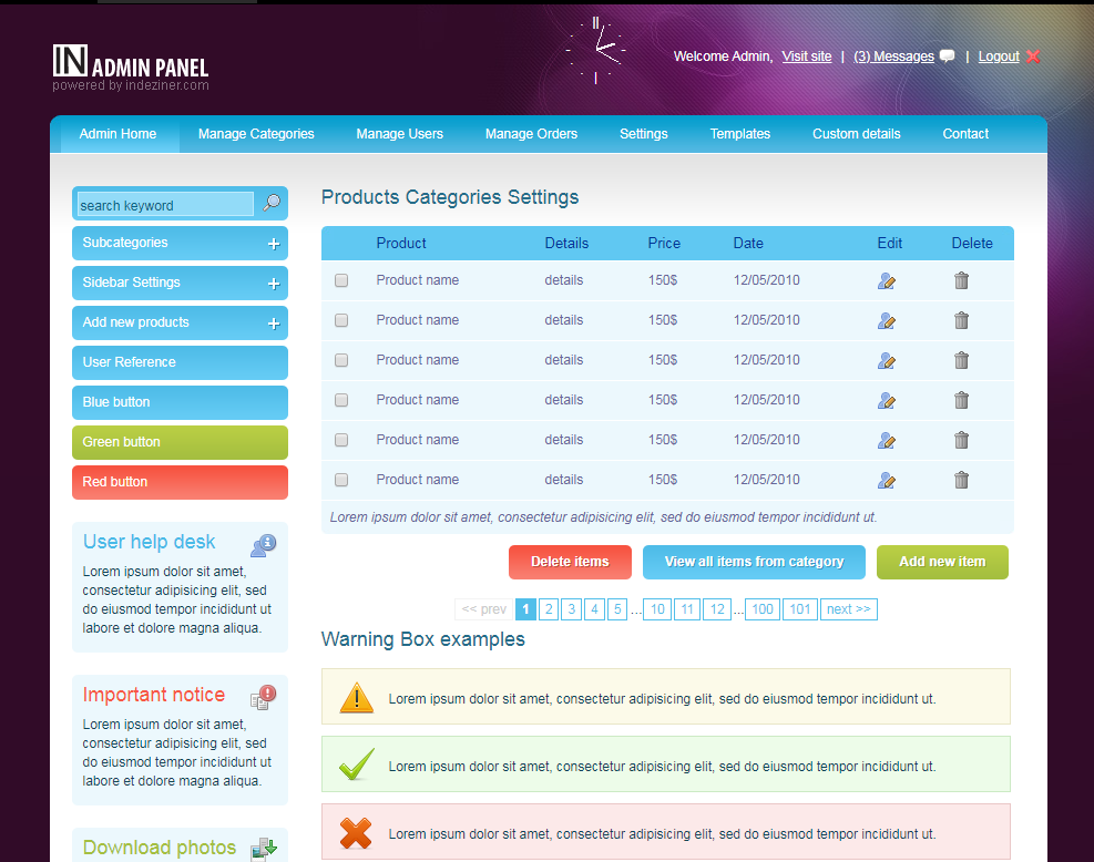 界面框架-IN ADMIN PANEL