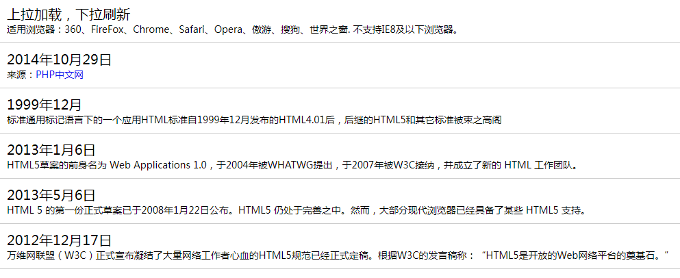 zepto.js手机端上拉刷新下拉加载更多列表数据插件