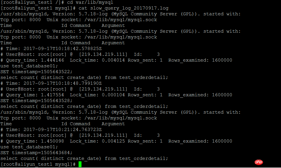 MySQL实现慢查询日志相关配置与使用的实例