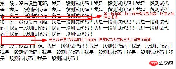 css如何设置段落间距？margin 属性设置段落间距（代码实例）