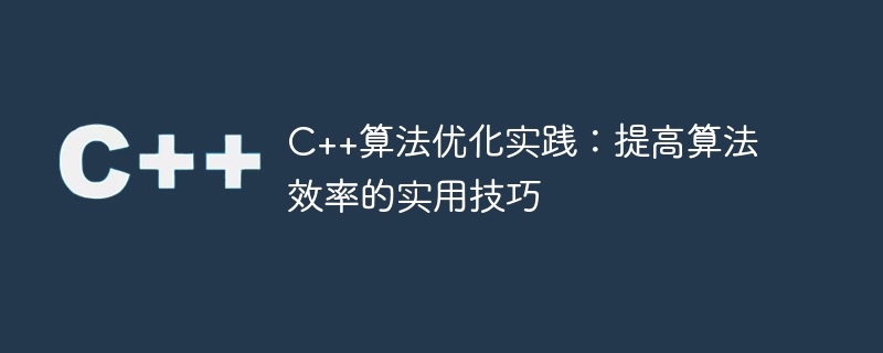 C++算法优化实践：提高算法效率的实用技巧