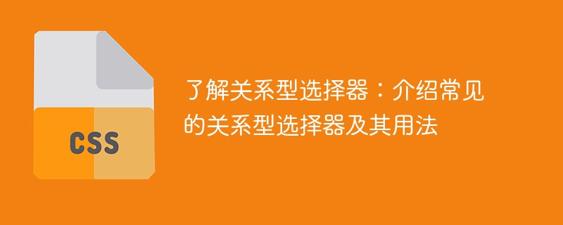 深入了解关系型选择器：详细介绍常见的关系型选择器及应用案例