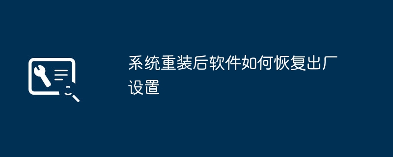 如何将软件恢复到初始状态？