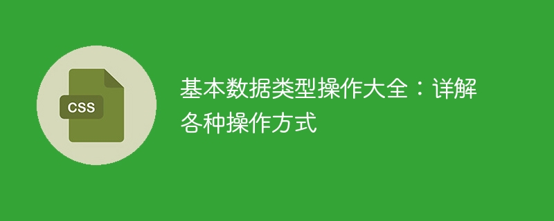 各种基本数据类型的全面操作指南