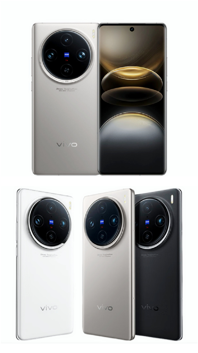 vivo X100s / X100 Ultra 手机官方渲染图曝光：提供黑、钛、白等配色