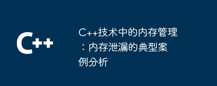 C++技术中的内存管理：内存泄漏的典型案例分析