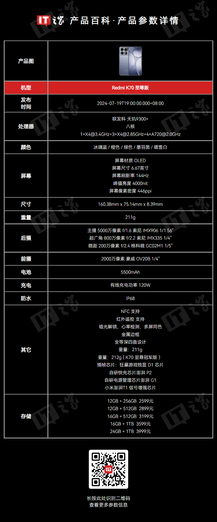 小米 Redmi K70 至尊版手机维修备件价格公布：显示屏 615 元，主板 2160 元起