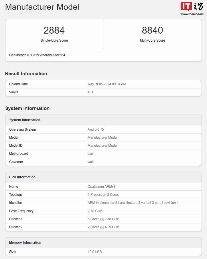 骁龙 8 Gen4 QRD 工程机首个跑分出炉