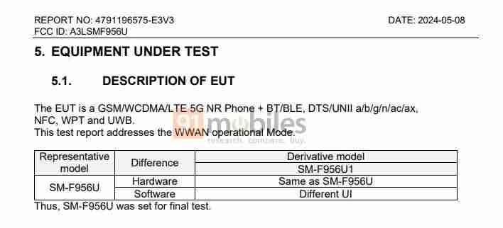 三星Galaxy Z Fold6手机通过FCC认证：支持 5G、Wi-Fi 5.8GHz、UWB