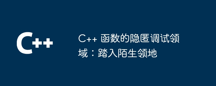 C++ 函数的隐匿调试领域：踏入陌生领地