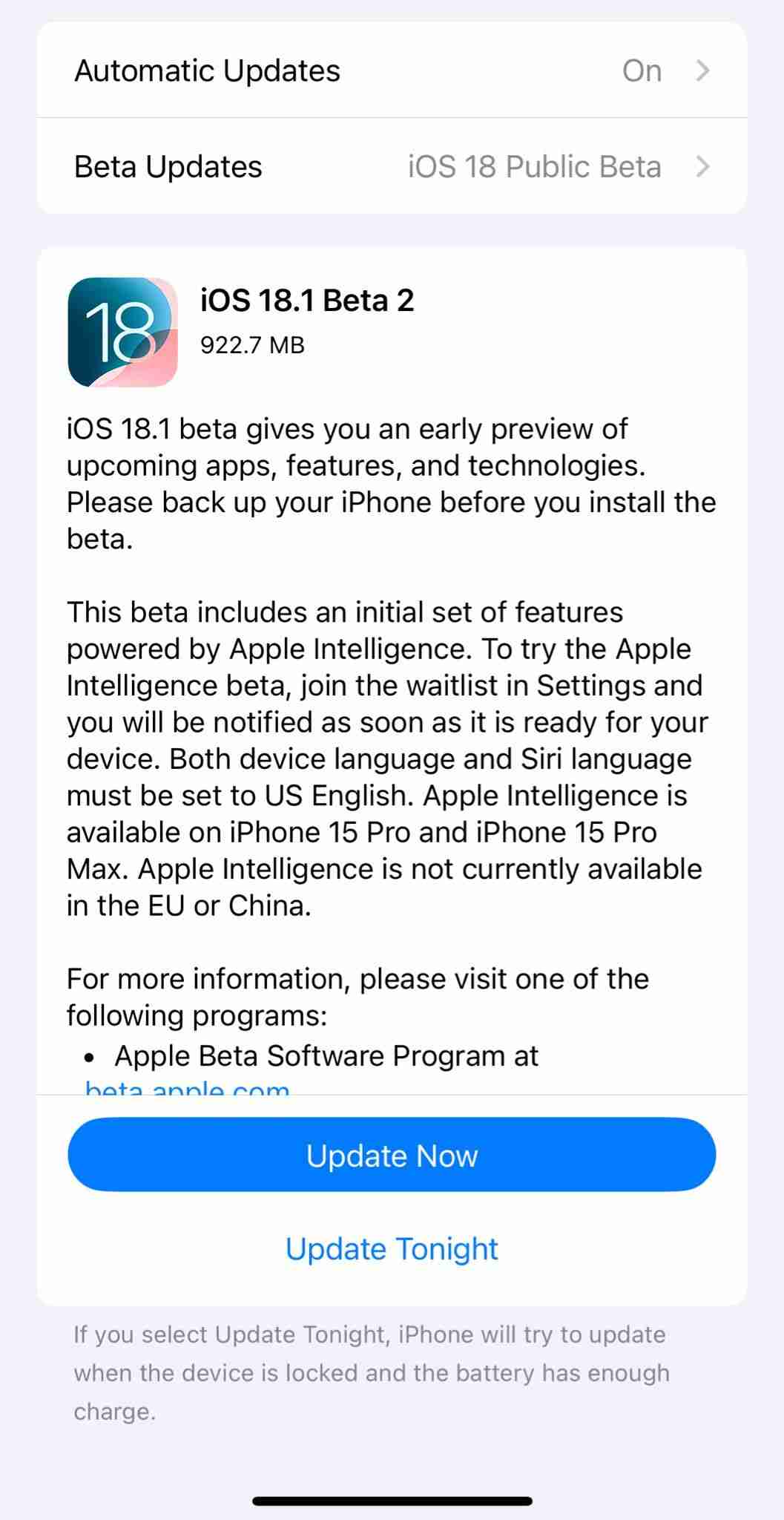 苹果发布 iOS / iPadOS 18.1、macOS 15.1 Sequoia 第 2 个公测版：增强 iPhone 镜像等